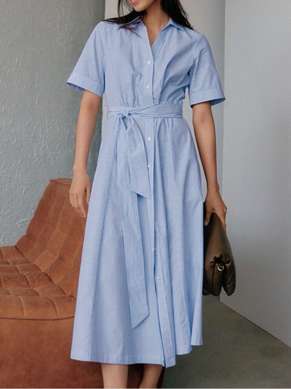Blue and White Striped Summer Dress